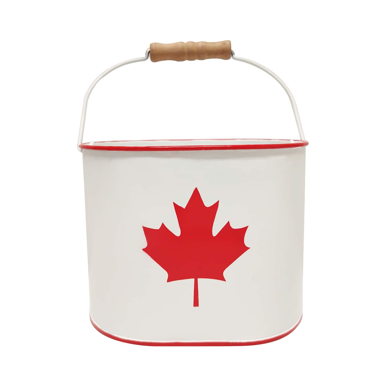 8.25" White & Red Maple Leaf Metal Bucket by Celebrate It™